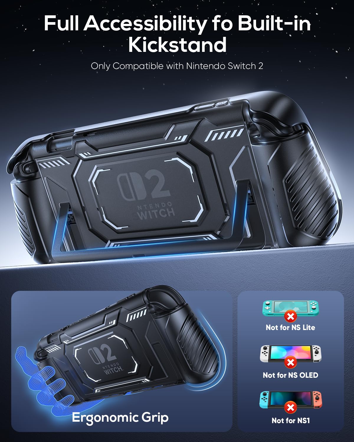 Funda protectora con batería integrada para consola portátil con agarre ergonómico y tapa frontal 🎮🔋 - Imagen 7