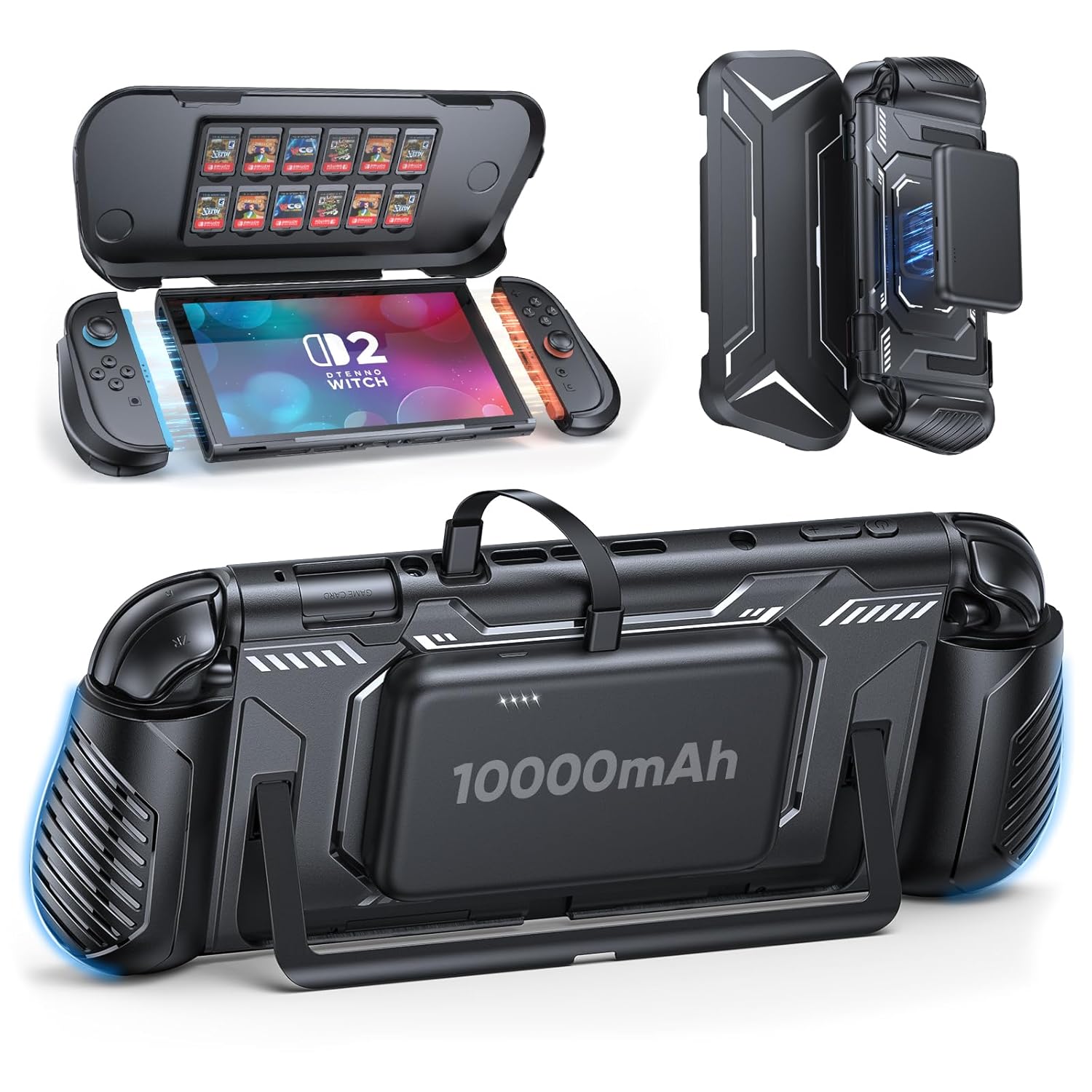 Funda protectora con batería integrada para consola portátil con agarre ergonómico y tapa frontal 🎮🔋