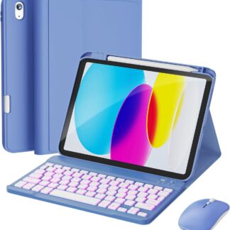 Funda con Teclado y Mouse Inalámbricos para iPad 10ª y 11ª Generación 💜⌨️🖱️