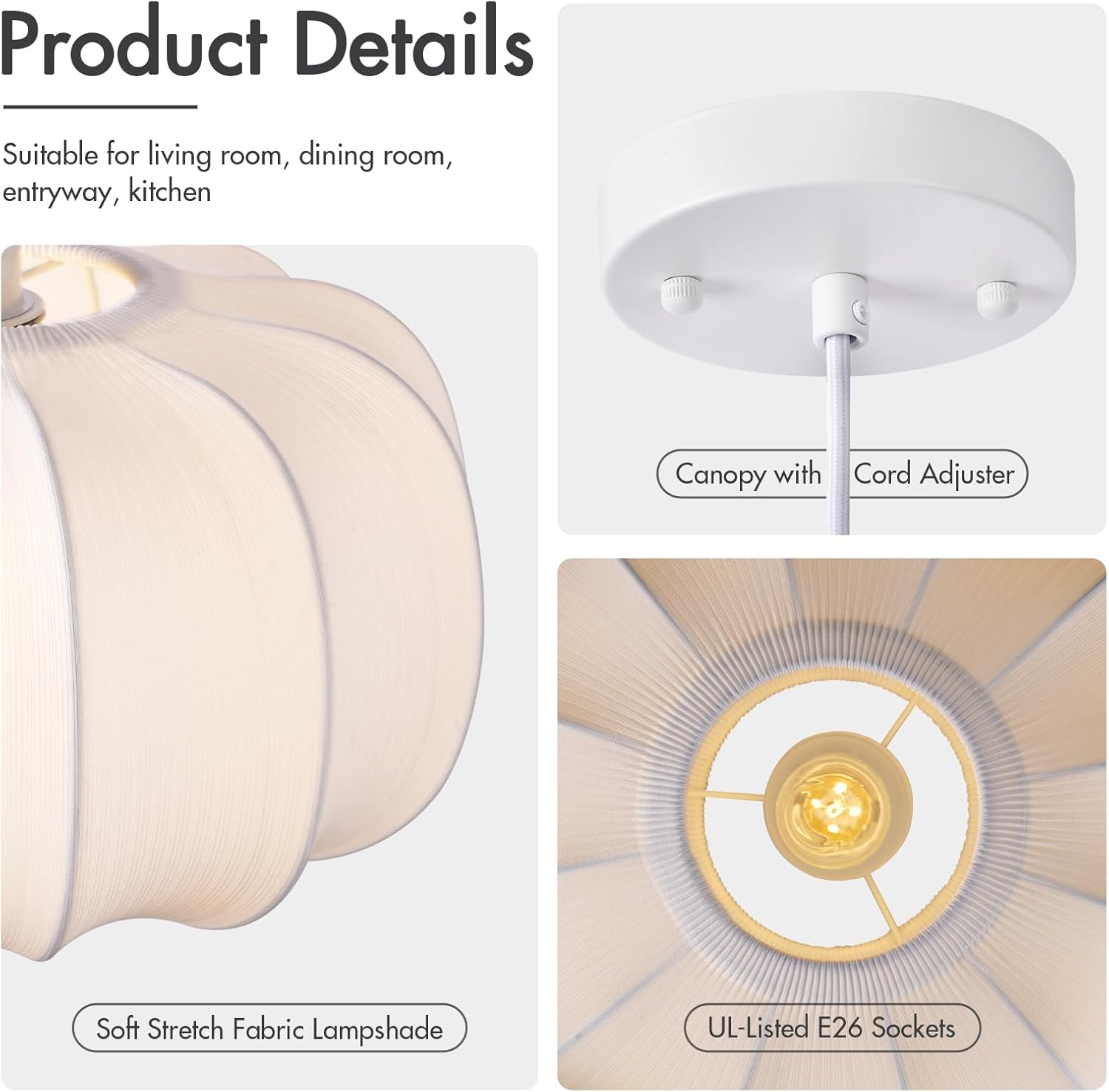 Lámpara Colgante Blanca de Techo Estilo Calabaza de 32 cm para Sala o Comedor 💡🎃 - Imagen 3