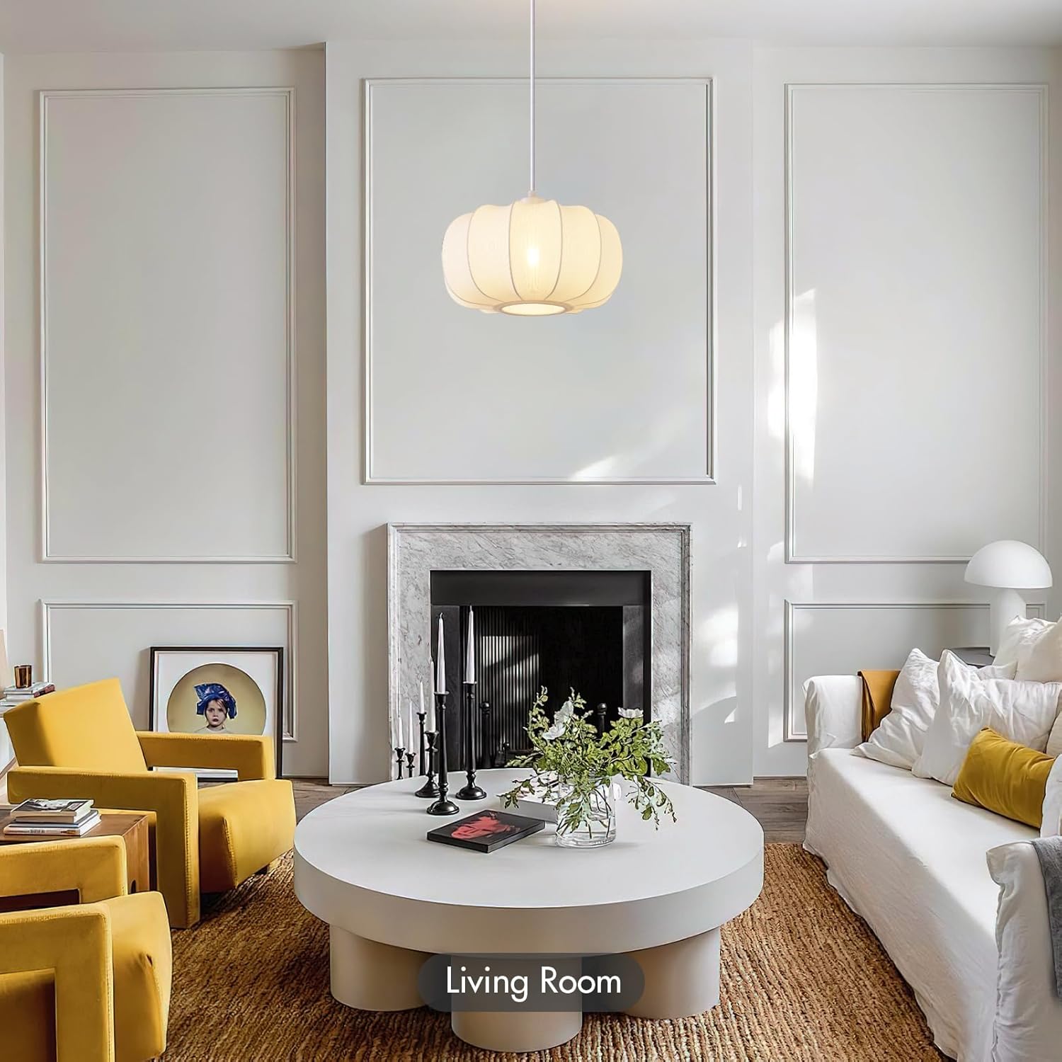 Lámpara Colgante Blanca de Techo Estilo Calabaza de 32 cm para Sala o Comedor 💡🎃 - Imagen 6