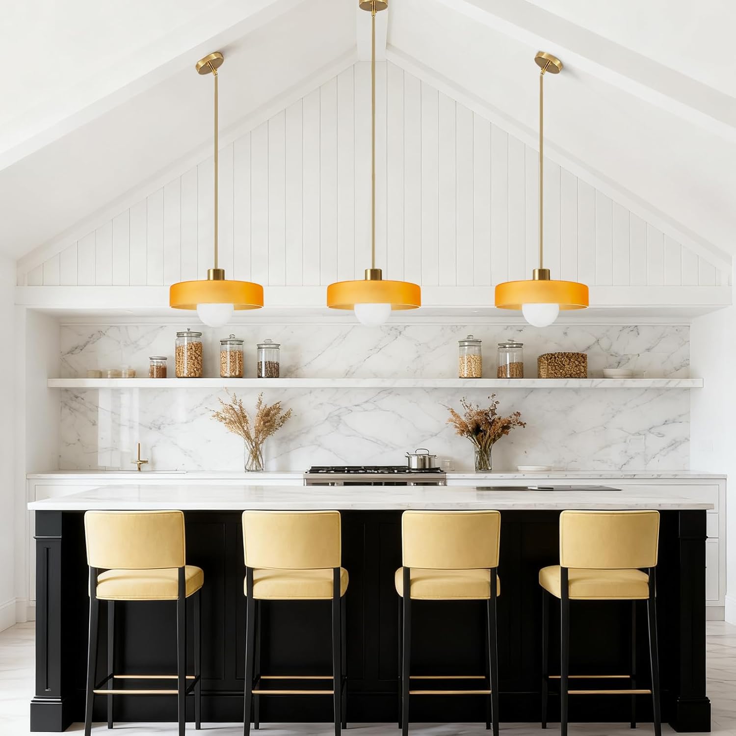 Lámpara colgante de vidrio estilo mid-century color naranja 25 cm 💡 - Imagen 5