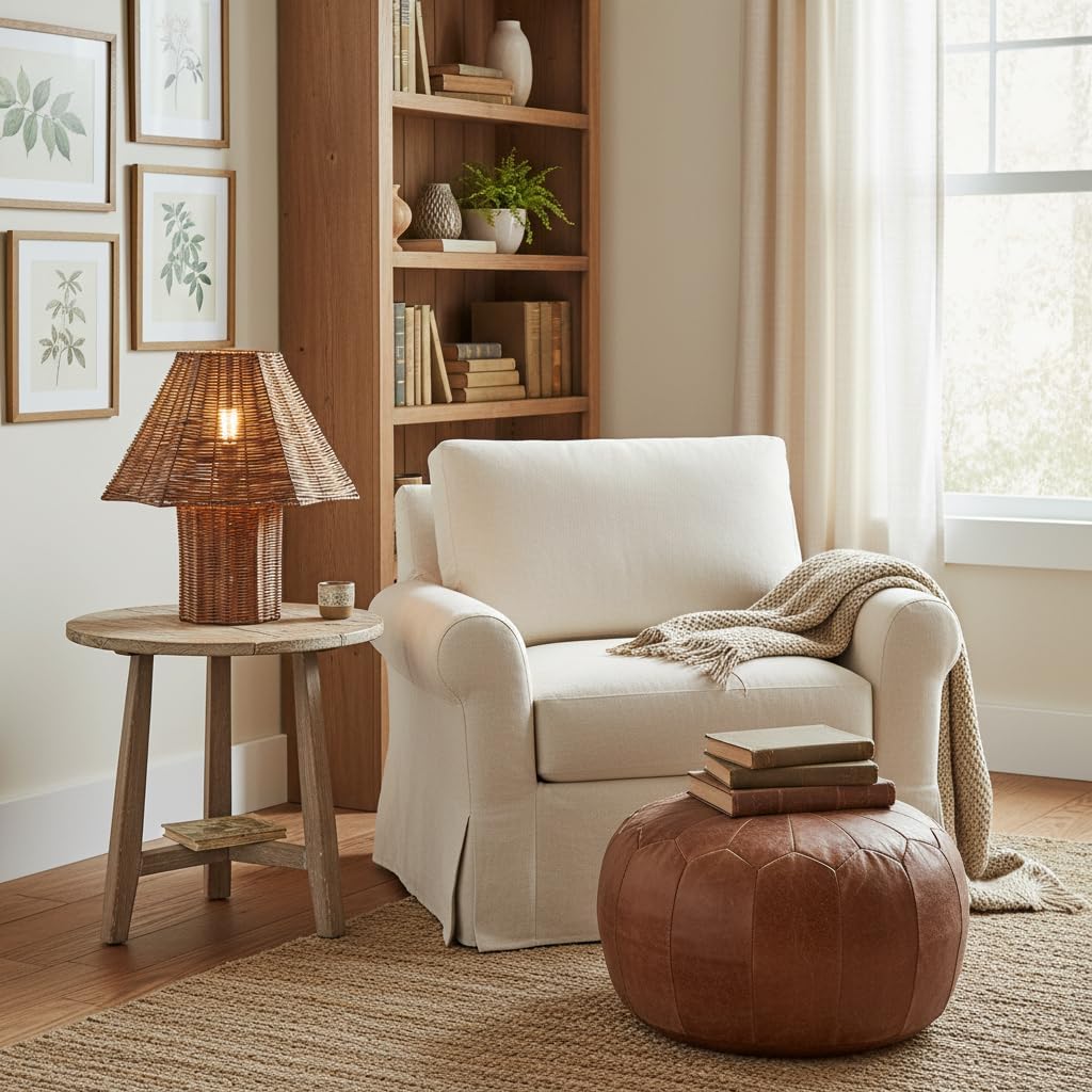 Lámpara de mesa rattan boho 13 pulgadas con bombilla LED cálida incluida 🌿 - Imagen 6