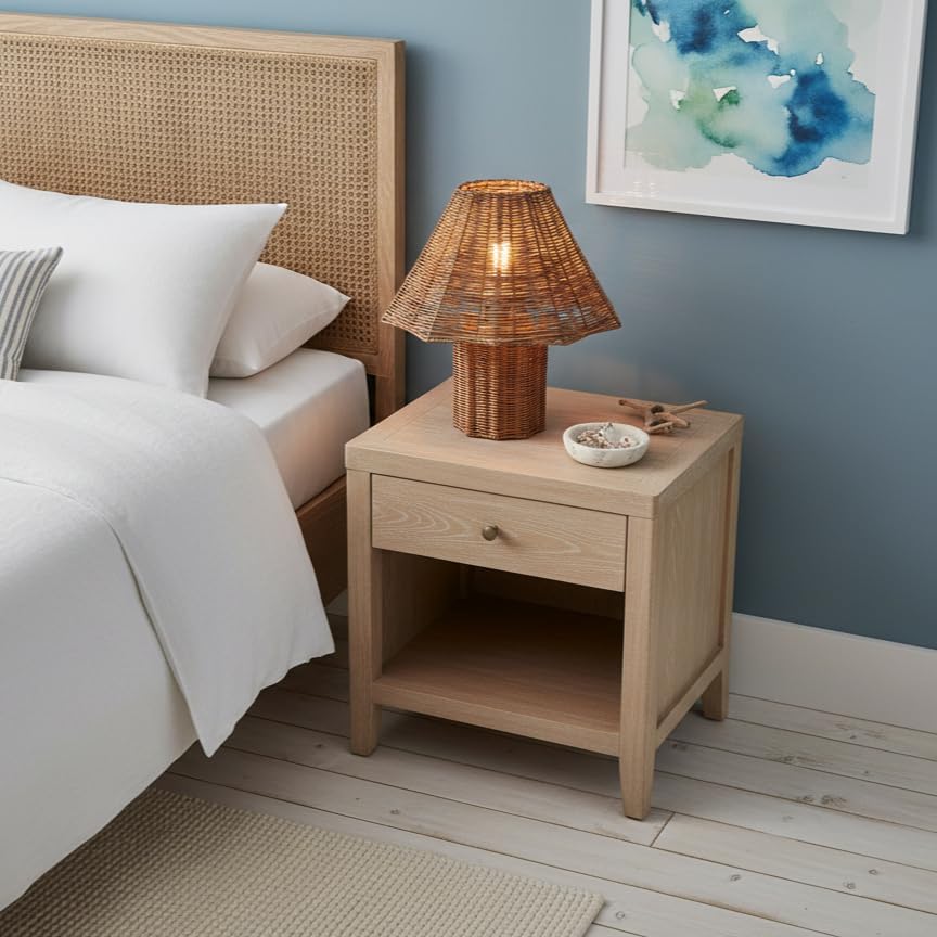 Lámpara de mesa rattan boho 13 pulgadas con bombilla LED cálida incluida 🌿 - Imagen 7