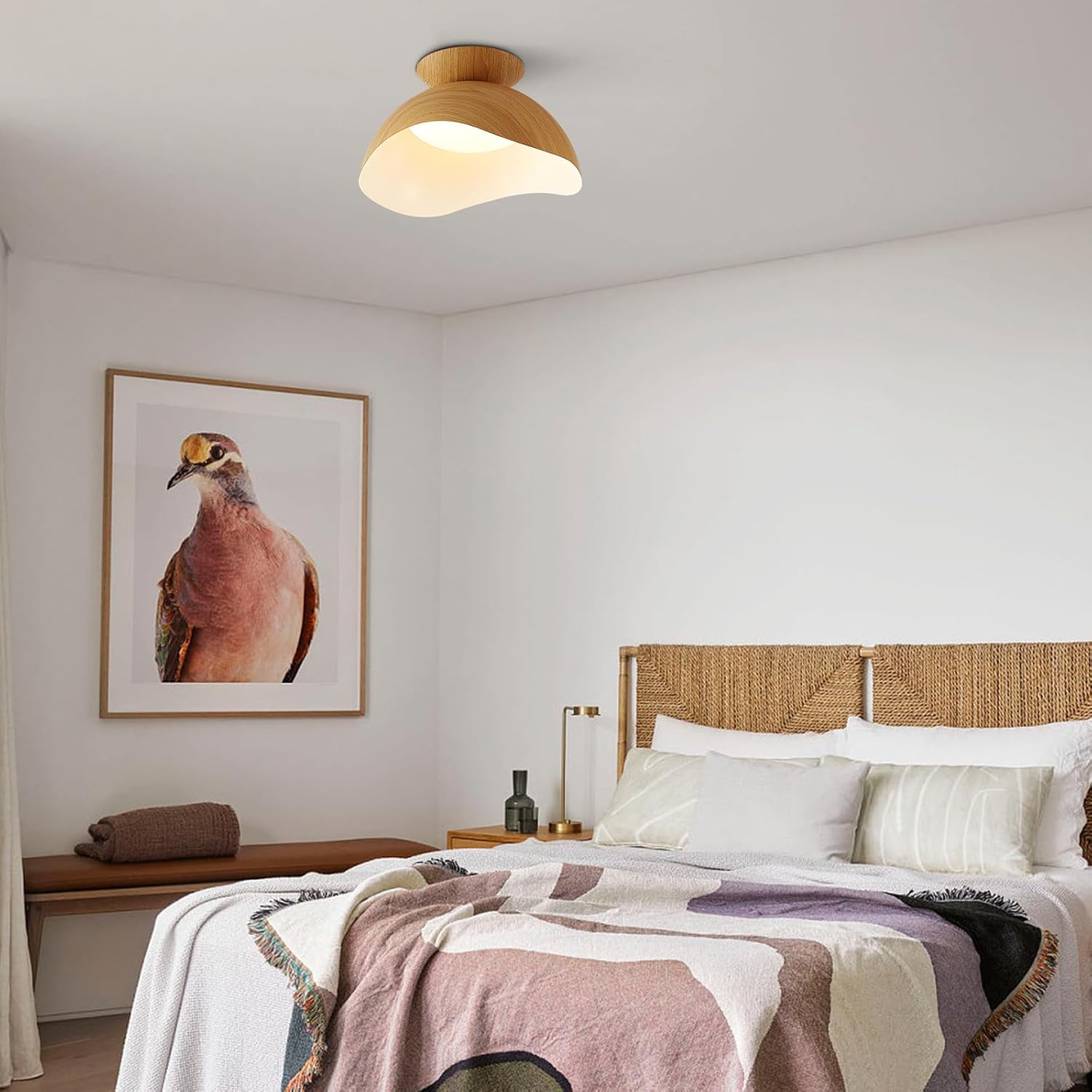 Lámpara de Techo Semi Flush LED Estilo Madera 30 cm Regulable para Cocina y Dormitorio 🌿💡 - Imagen 2