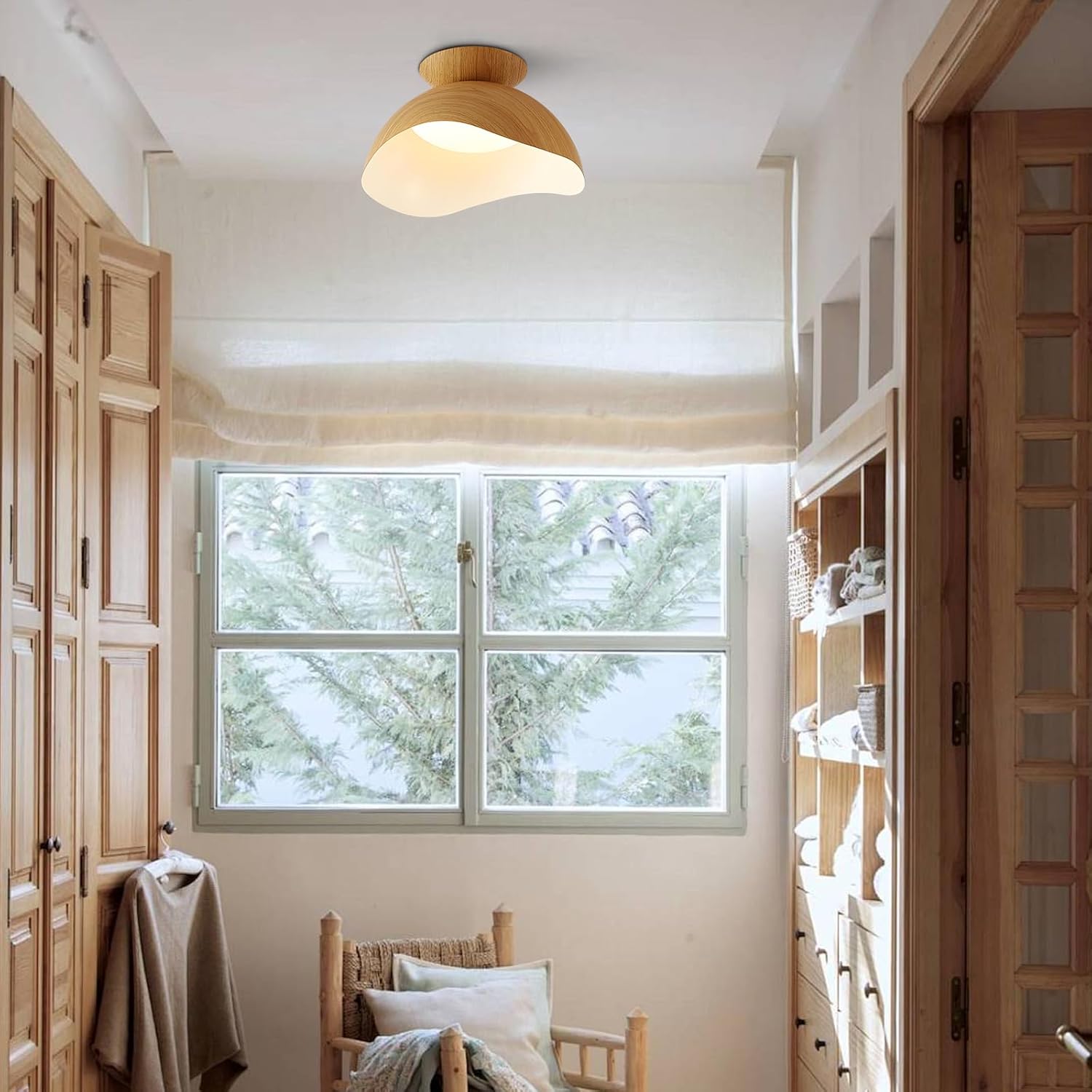 Lámpara de Techo Semi Flush LED Estilo Madera 30 cm Regulable para Cocina y Dormitorio 🌿💡 - Imagen 4