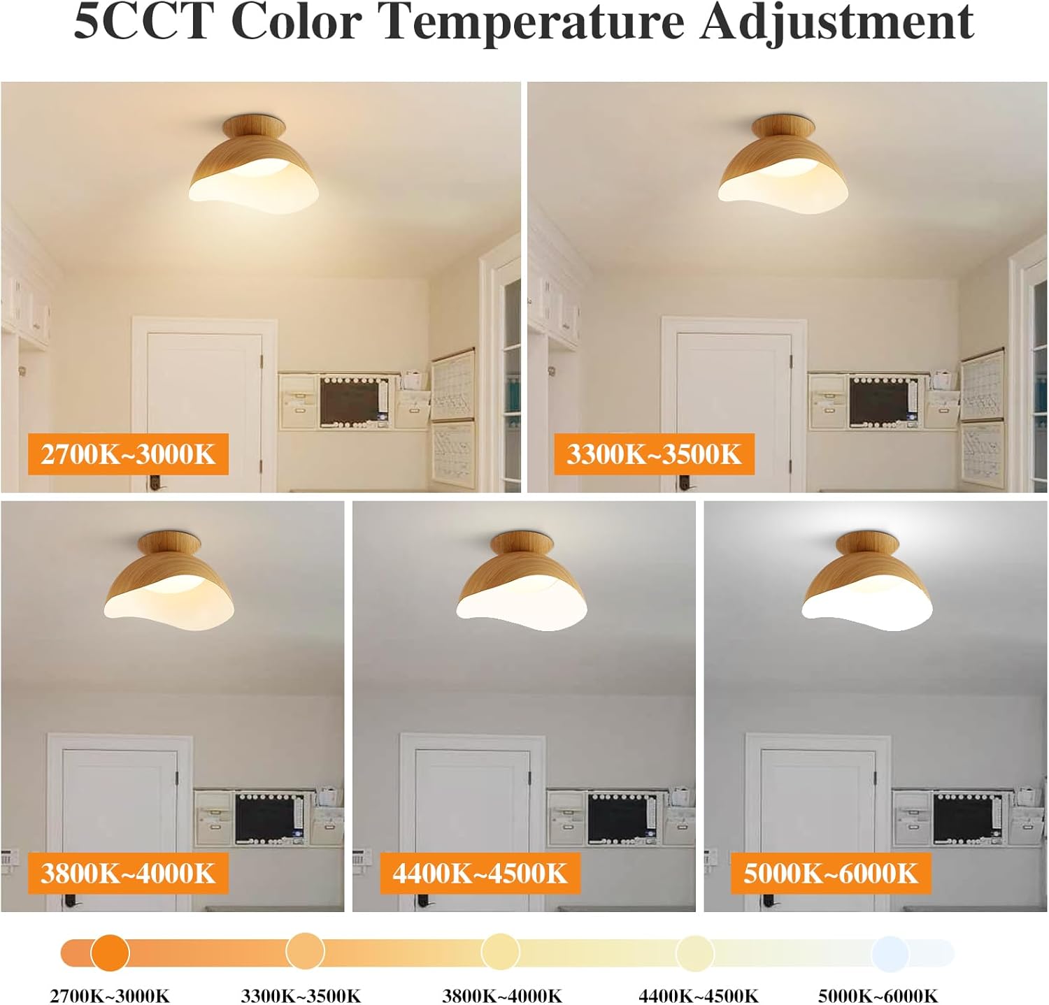Lámpara de Techo Semi Flush LED Estilo Madera 30 cm Regulable para Cocina y Dormitorio 🌿💡 - Imagen 6