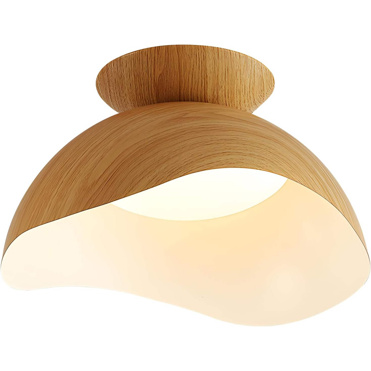 Lámpara de Techo Semi Flush LED Estilo Madera 30 cm Regulable para Cocina y Dormitorio 🌿💡