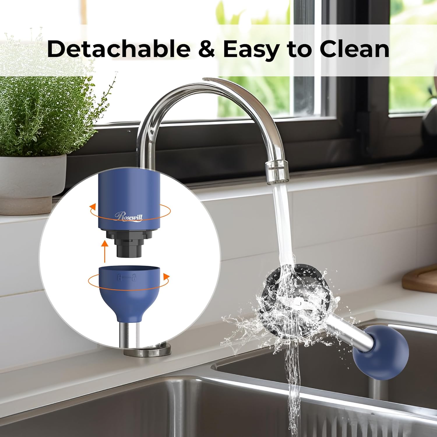 Licuadora de Mano Inalámbrica 6-en-1 Rosewill con Motor de Alta Potencia 🌀🔋 - Imagen 3