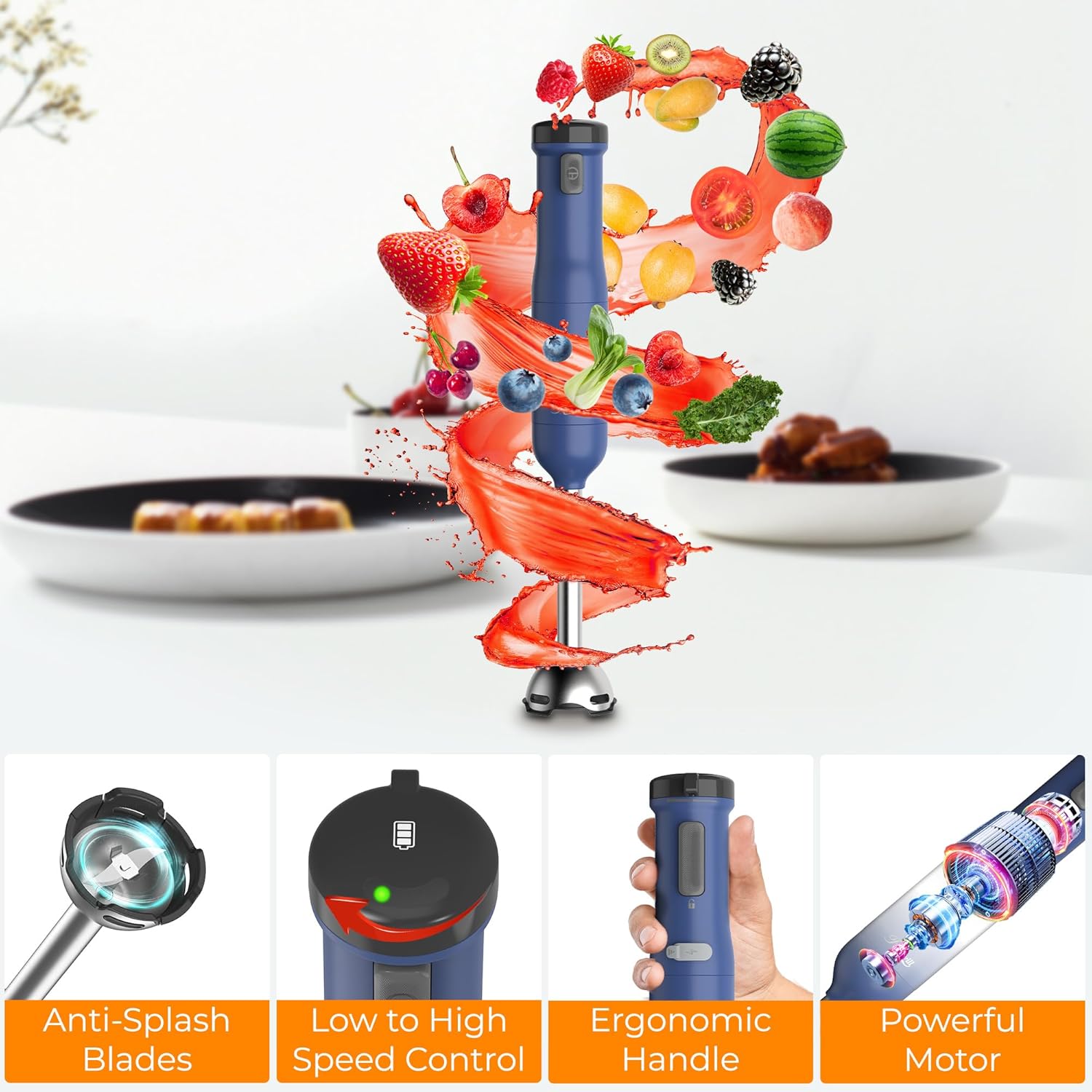 Licuadora de Mano Inalámbrica 6-en-1 Rosewill con Motor de Alta Potencia 🌀🔋 - Imagen 7
