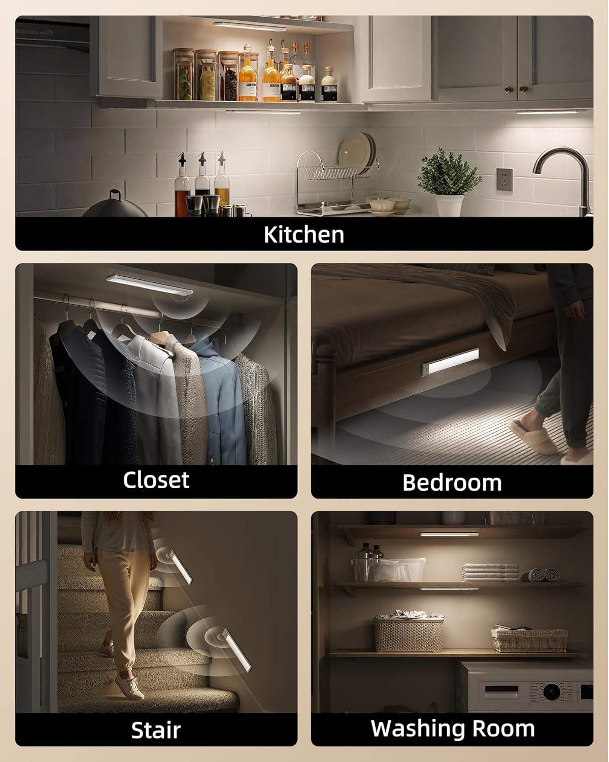 Luz LED recargable con sensor de movimiento 30 cm para gabinetes y clóset 💡 - Imagen 8