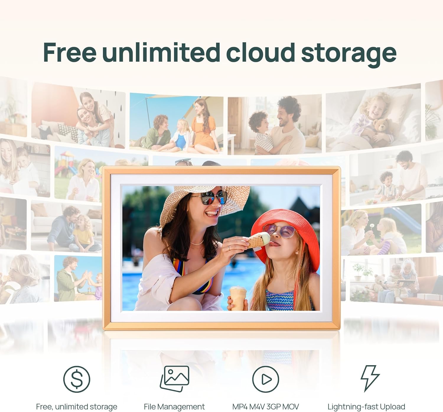 Marco digital WiFi 14 pulgadas pantalla táctil FHD dorado 📸✨ - Imagen 3