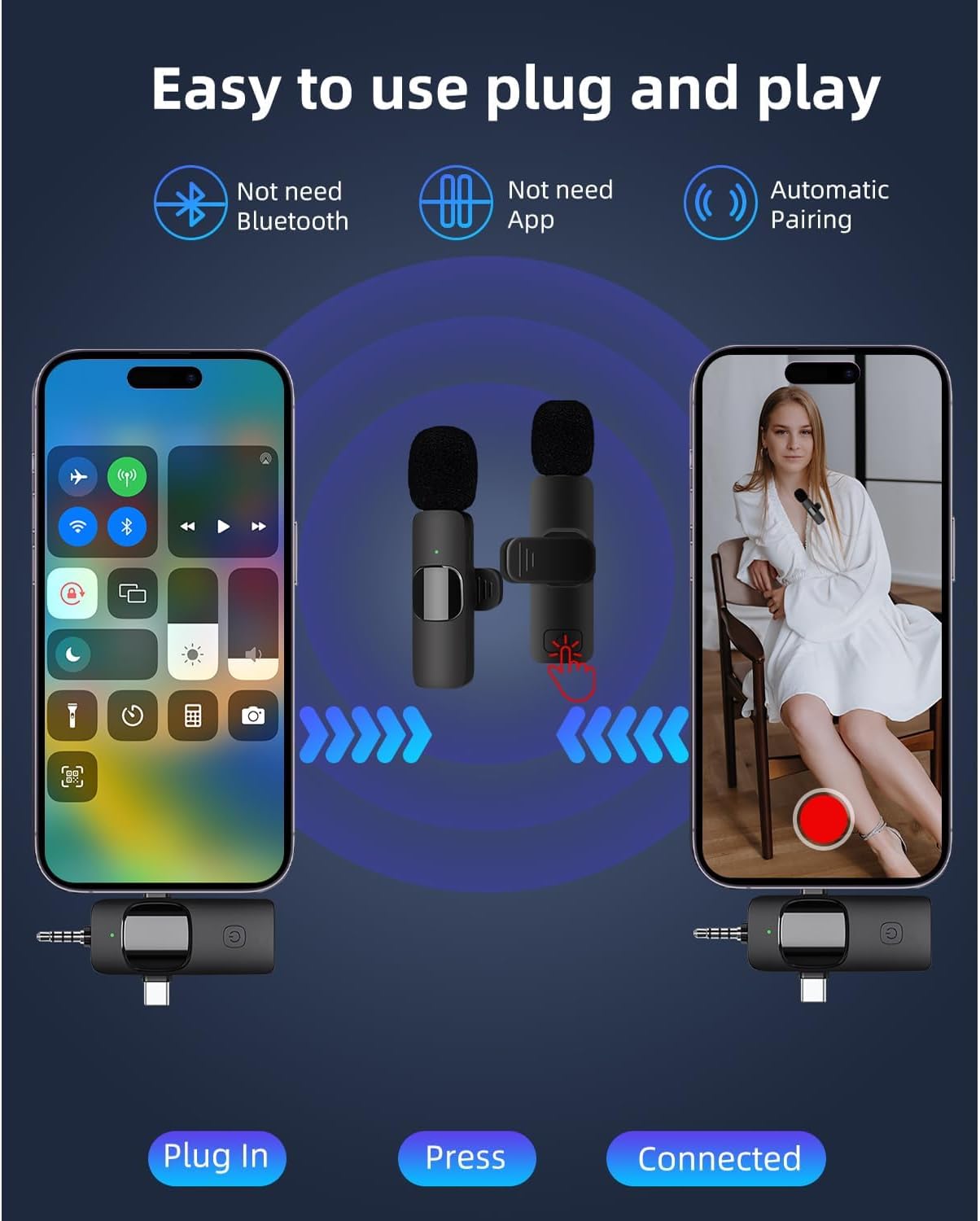 Micrófonos de Solapa Inalámbricos (2 Unidades) para iPhone, Android y Cámaras 🎙️📱🎥 - Imagen 2