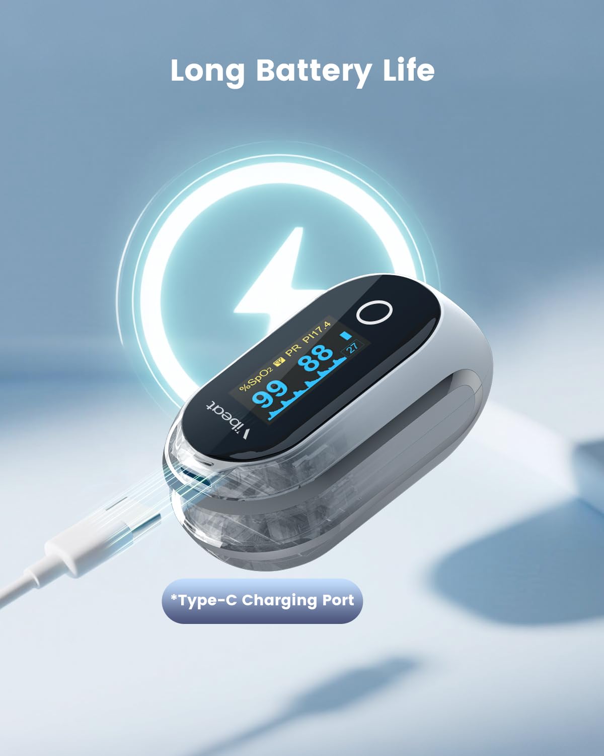 Oxímetro Recargable con Bluetooth Vibeat S6W – Monitor de Oxígeno y Pulso con App 📲💓 - Imagen 3