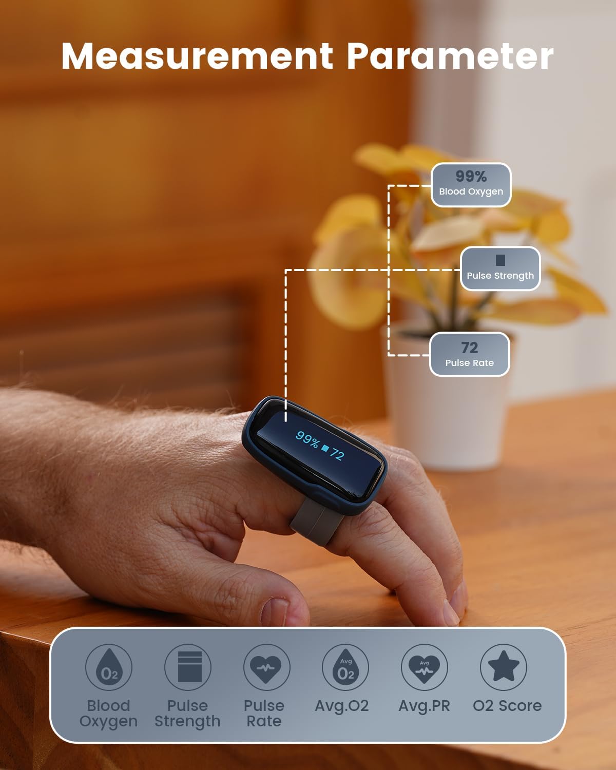 Oxímetro de pulso portátil con Bluetooth y notificación sonora 🔋📲🖤 - Imagen 4