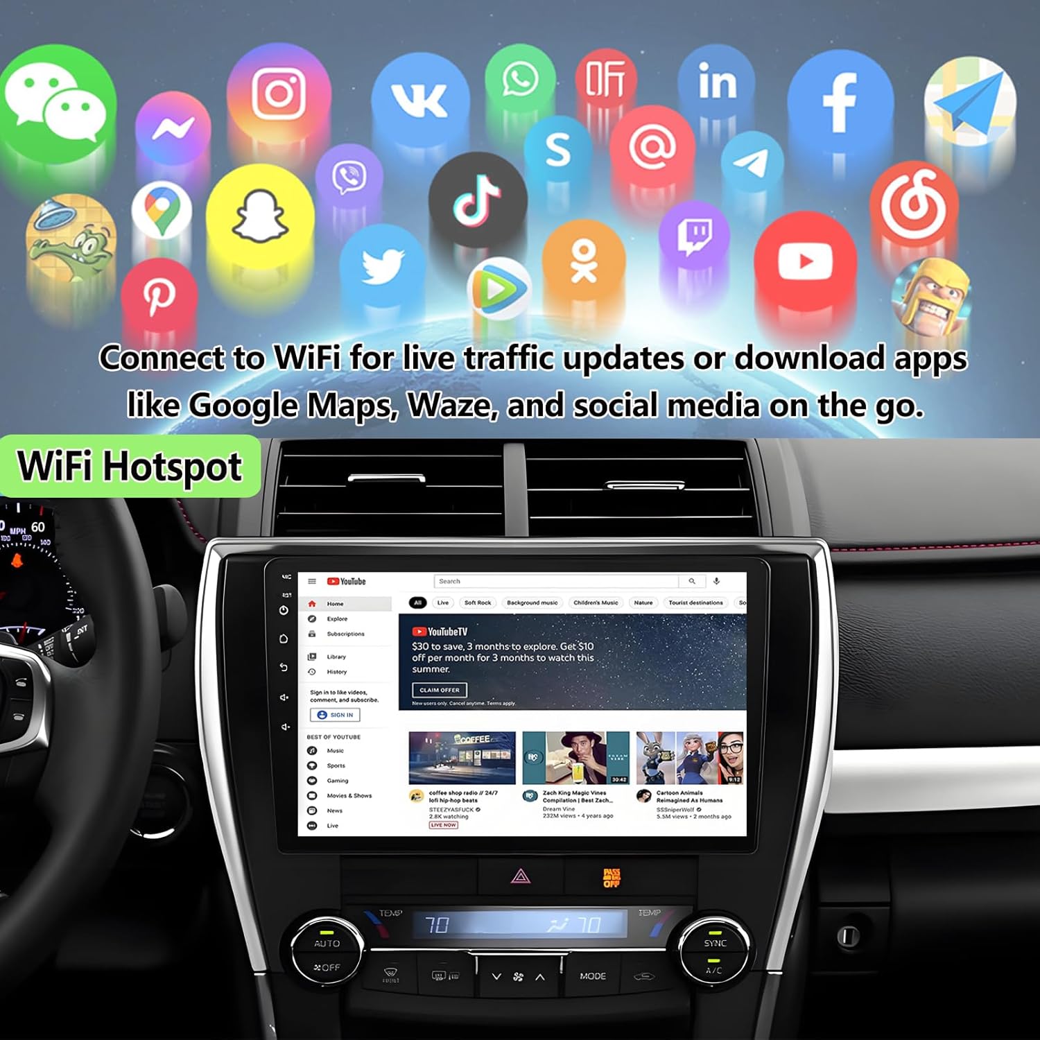 Pantalla Android 14 para Toyota Camry 2015–2017 con CarPlay y Android Auto inalámbricos 🚗📱 - Imagen 3