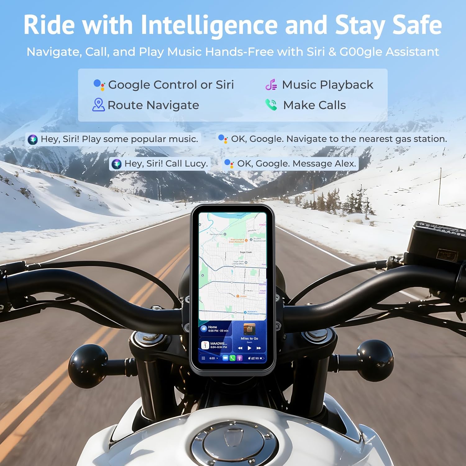Pantalla CarPlay y Android Auto inalámbrica 6.25 pulgadas para moto, TPMS, IP67, GPS, Bluetooth, fácil instalación 🚦 - Imagen 3