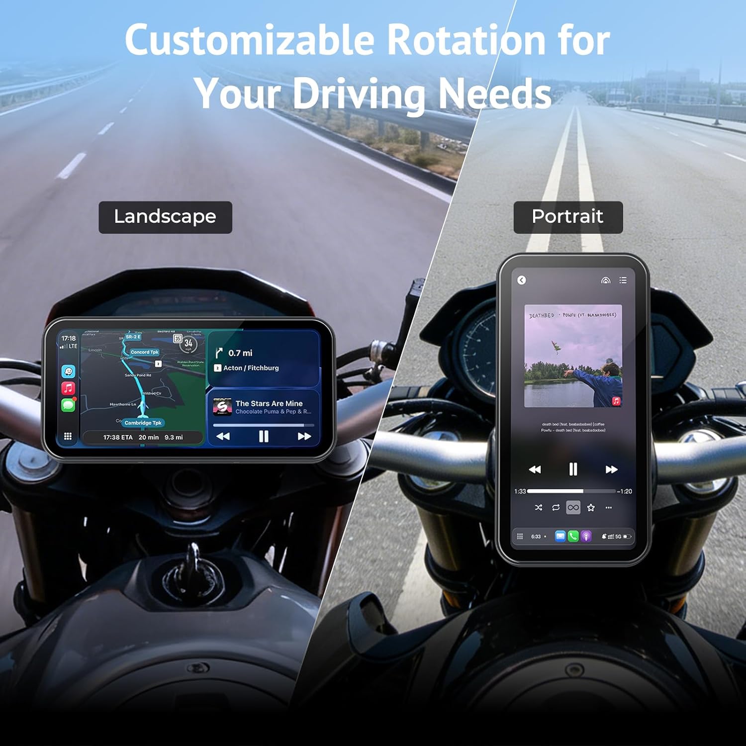 Pantalla CarPlay y Android Auto inalámbrica 6.25 pulgadas para moto, TPMS, IP67, GPS, Bluetooth, fácil instalación 🚦 - Imagen 5