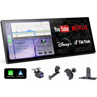 Pantalla CarPlay inalámbrica 11.26 pulgadas con cámara de retroceso 1080P, Android Auto, Bluetooth dual y soporte de video streaming 🚗