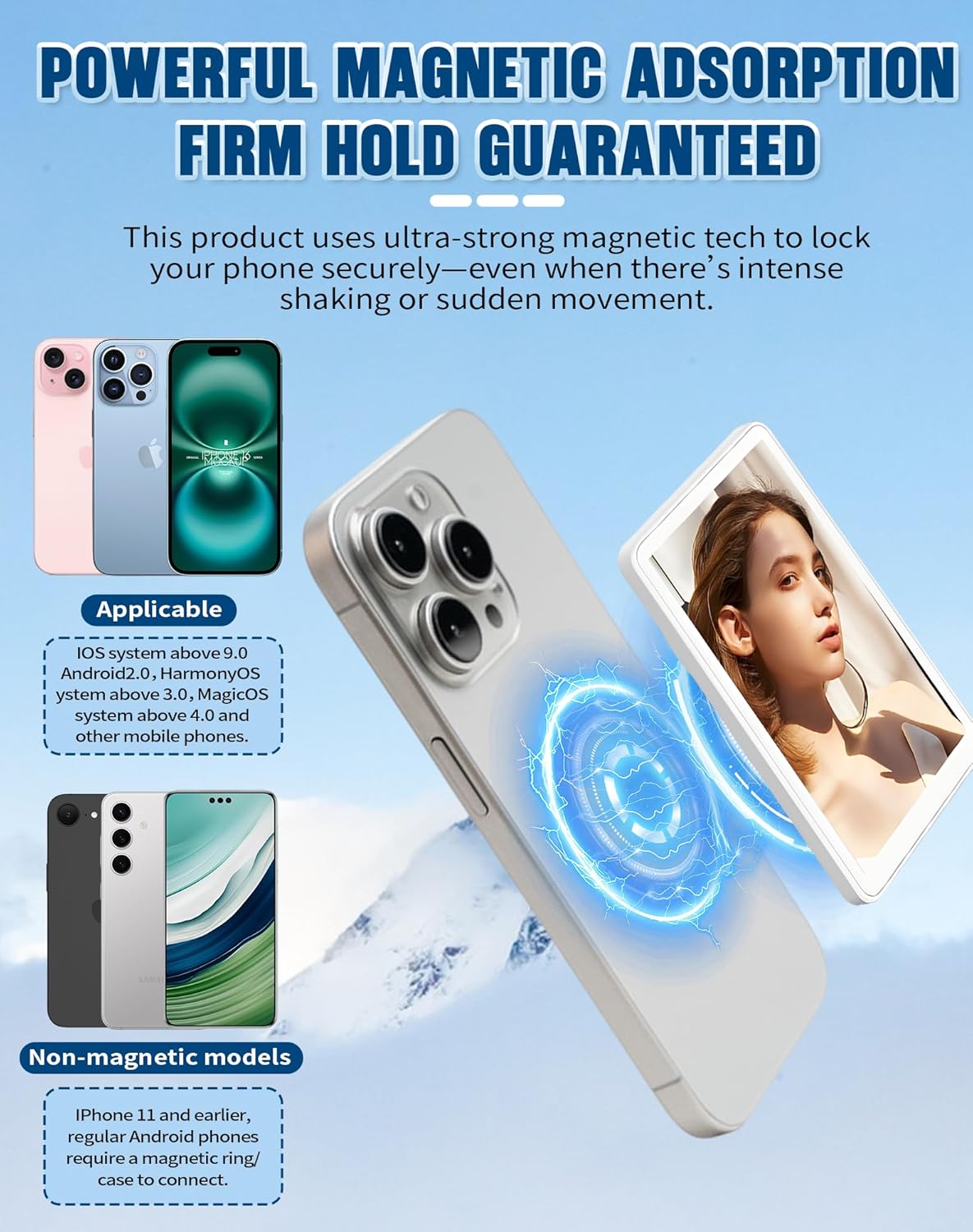 Pantalla Selfie Magnética con Control Bluetooth 📸 Monitor Inalámbrico 1080P para iPhone y Android - Imagen 7