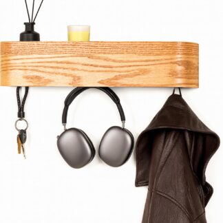 Perchero de pared con repisa y ganchos ocultos en acabado madera 🪵