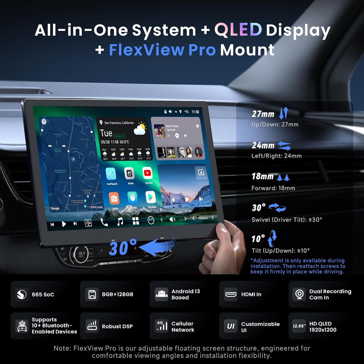 Radio Android para carro con pantalla flotante QLED de 12.95 pulgadas, CarPlay y Android Auto 🚗✨ - Imagen 8