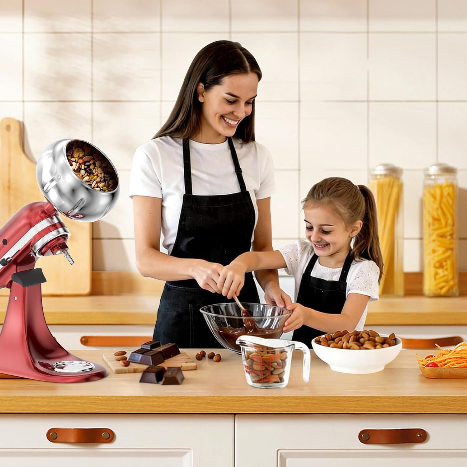 Recubridor de Snacks de Acero Inoxidable para Batidora KitchenAid Tilt-Head 2-3 kg 🍫🥜 - Imagen 2