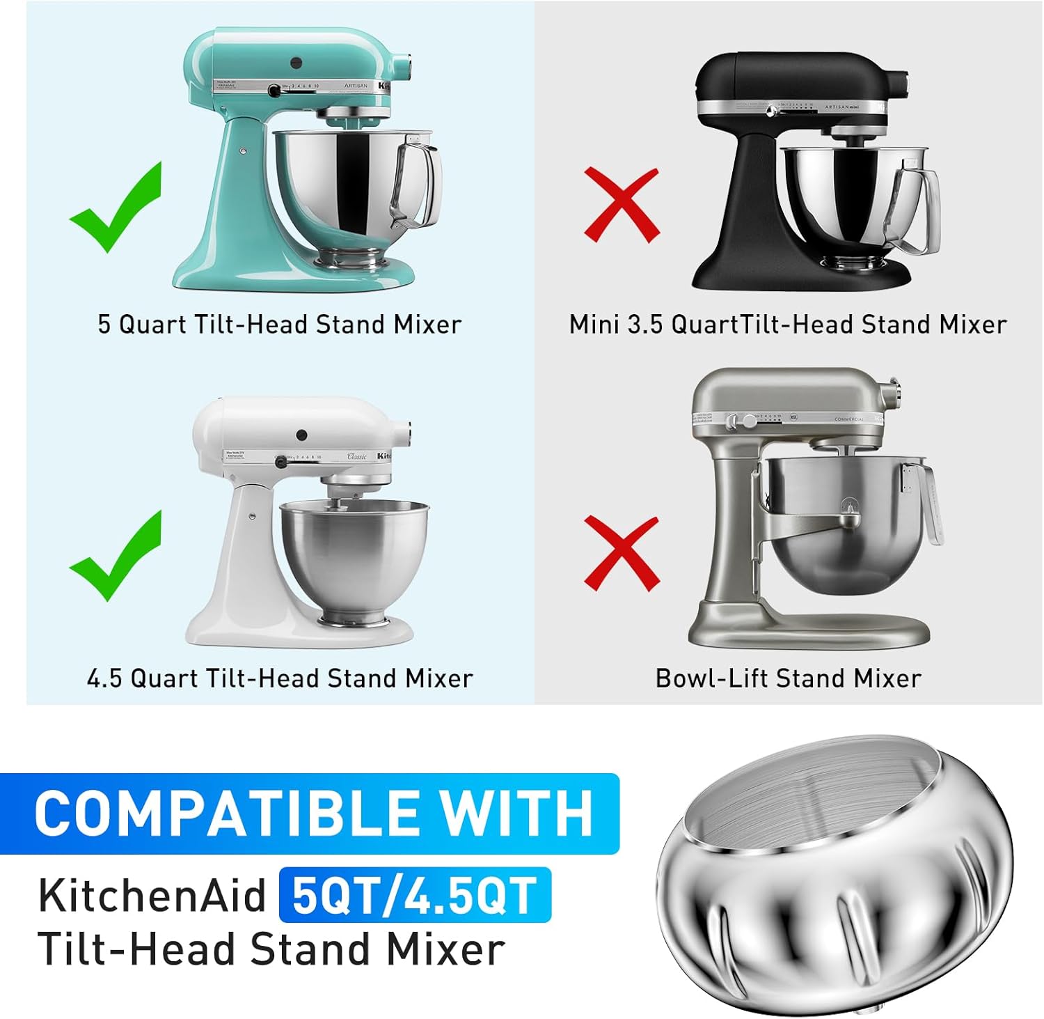 Recubridor de Snacks de Acero Inoxidable para Batidora KitchenAid Tilt-Head 2-3 kg 🍫🥜 - Imagen 4