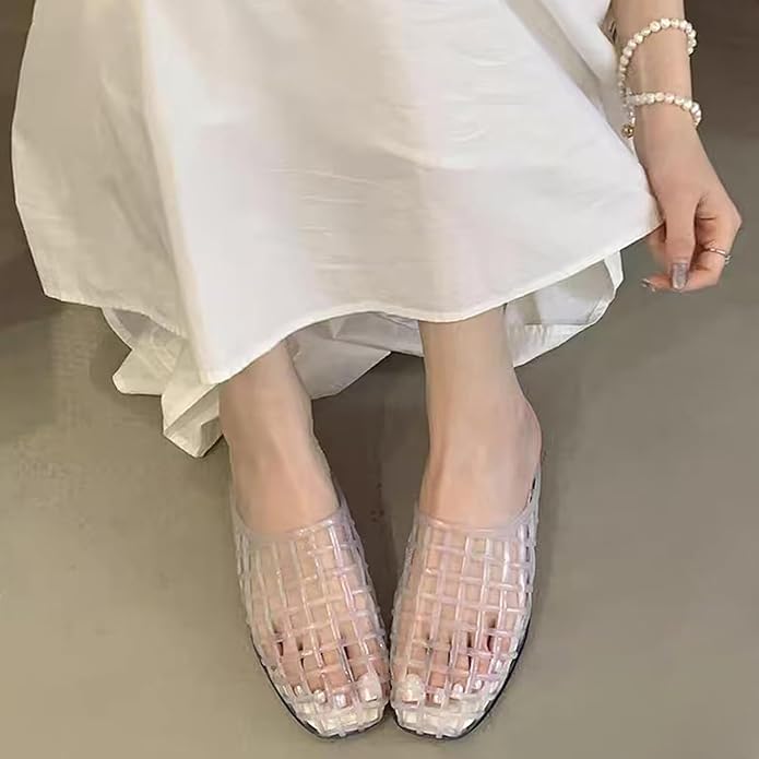 Sandalias tipo jelly para mujer transparentes y cómodas – Estilo playero con punta cerrada 🤍🩴 - Imagen 5