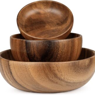 Set de bowls de madera natural para servir 🥗🌿