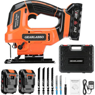 Sierra Caladora Inalámbrica 21V con 2 Baterías, 2800 RPM, 4 Modos Orbitales, Luz LED y Cambio de Hoja sin Herramientas 🔋🪚