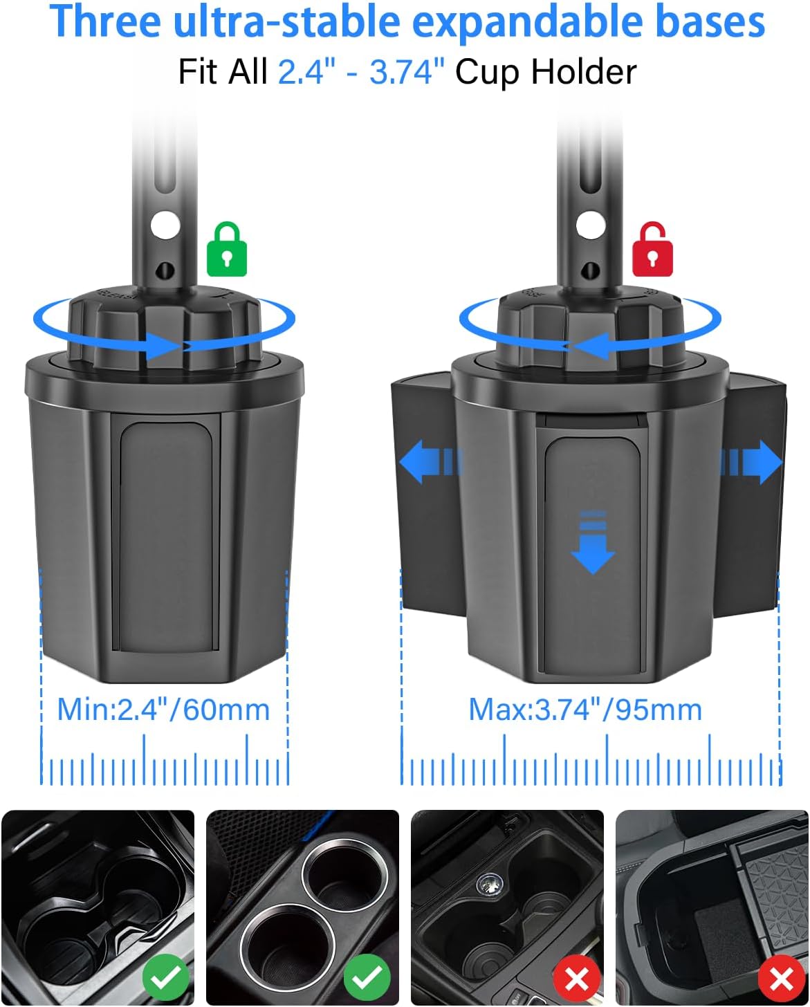 Soporte para Tablet en Portavaso de Carro (Altura Ajustable 16") - Imagen 4