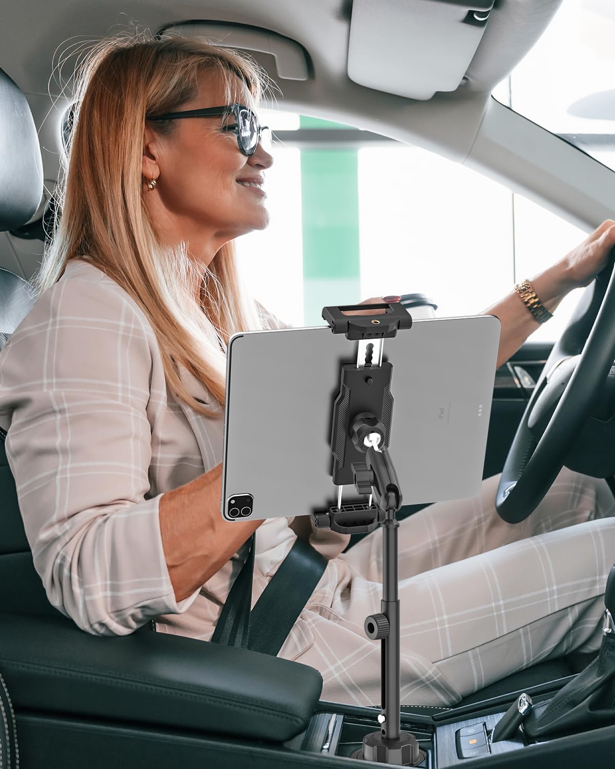Soporte para Tablet en Portavaso de Carro (Altura Ajustable 16") - Imagen 7