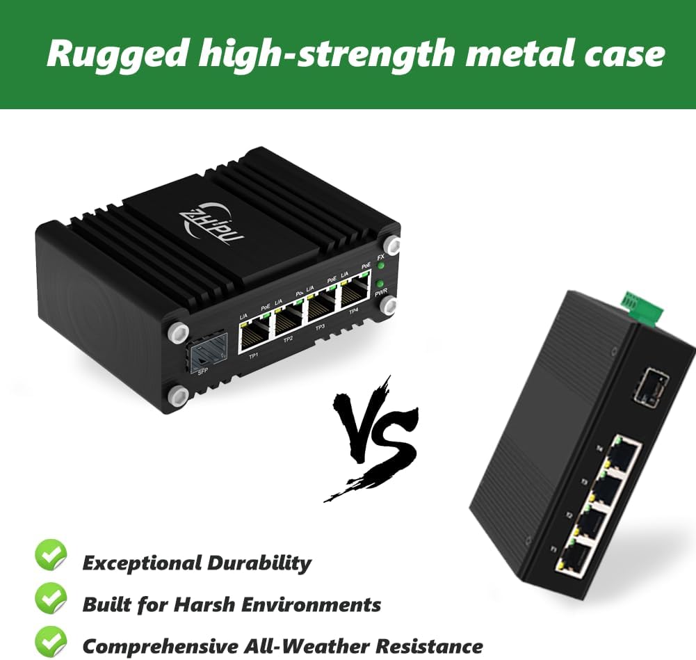 Switch PoE Gigabit Industrial 4 Puertos con SFP y Entrada 12 a 48V ⚡🛰️ - Imagen 4