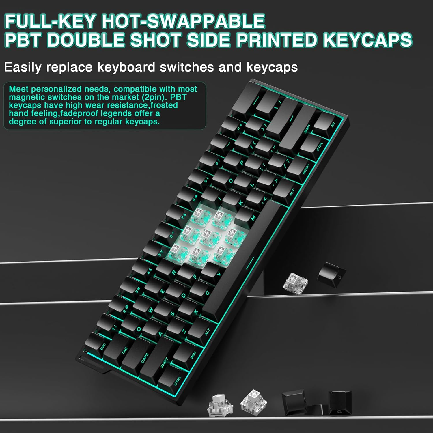 Teclado mecánico inalámbrico Aula Mini60 HE Pro RGB 60% 🎮🧠 - Imagen 7