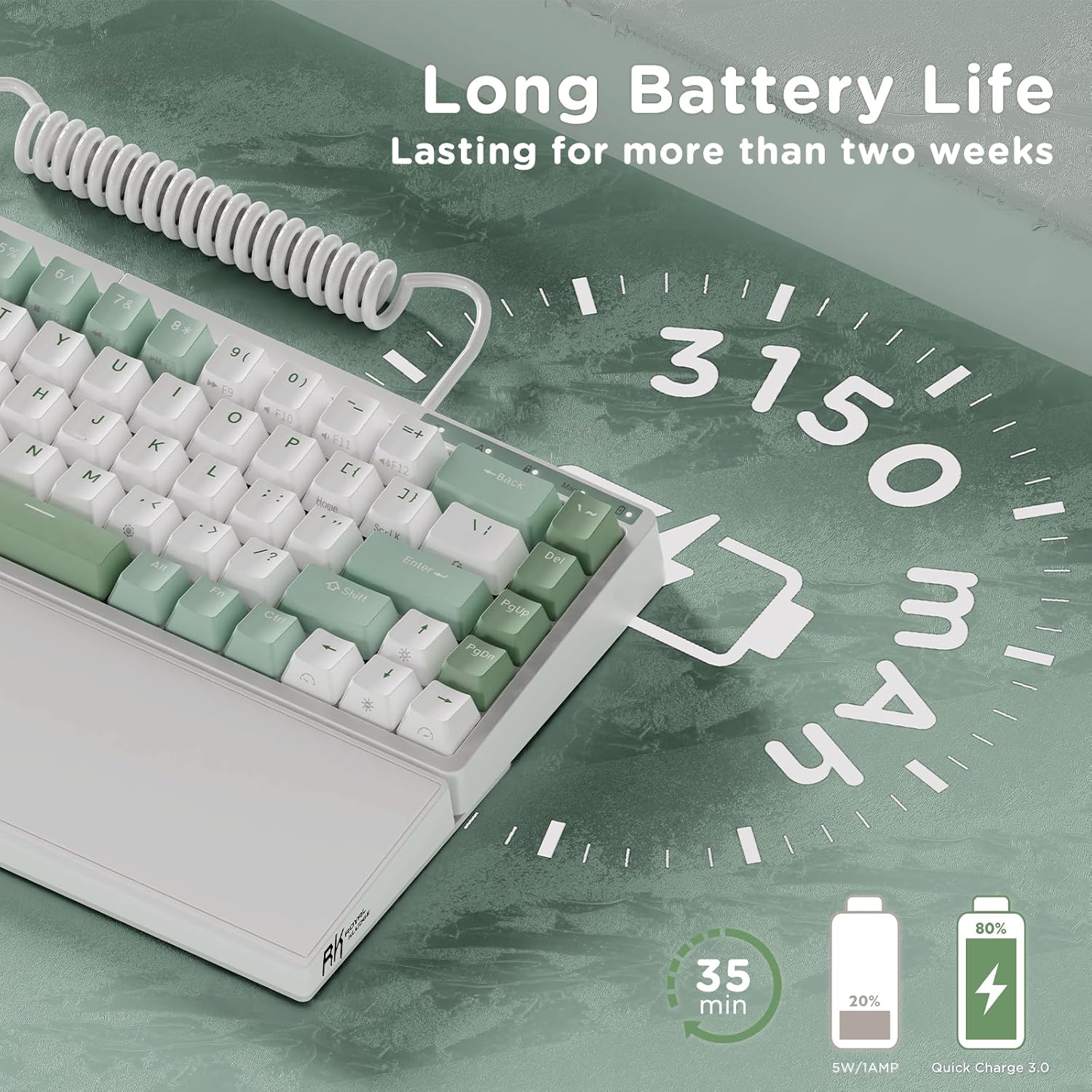 Teclado Mecánico Ergonómico Dividido RKS70 75% RGB Inalámbrico/Bluetooth/USB-C con Reposa Muñecas y Macros ⚡ - Imagen 6