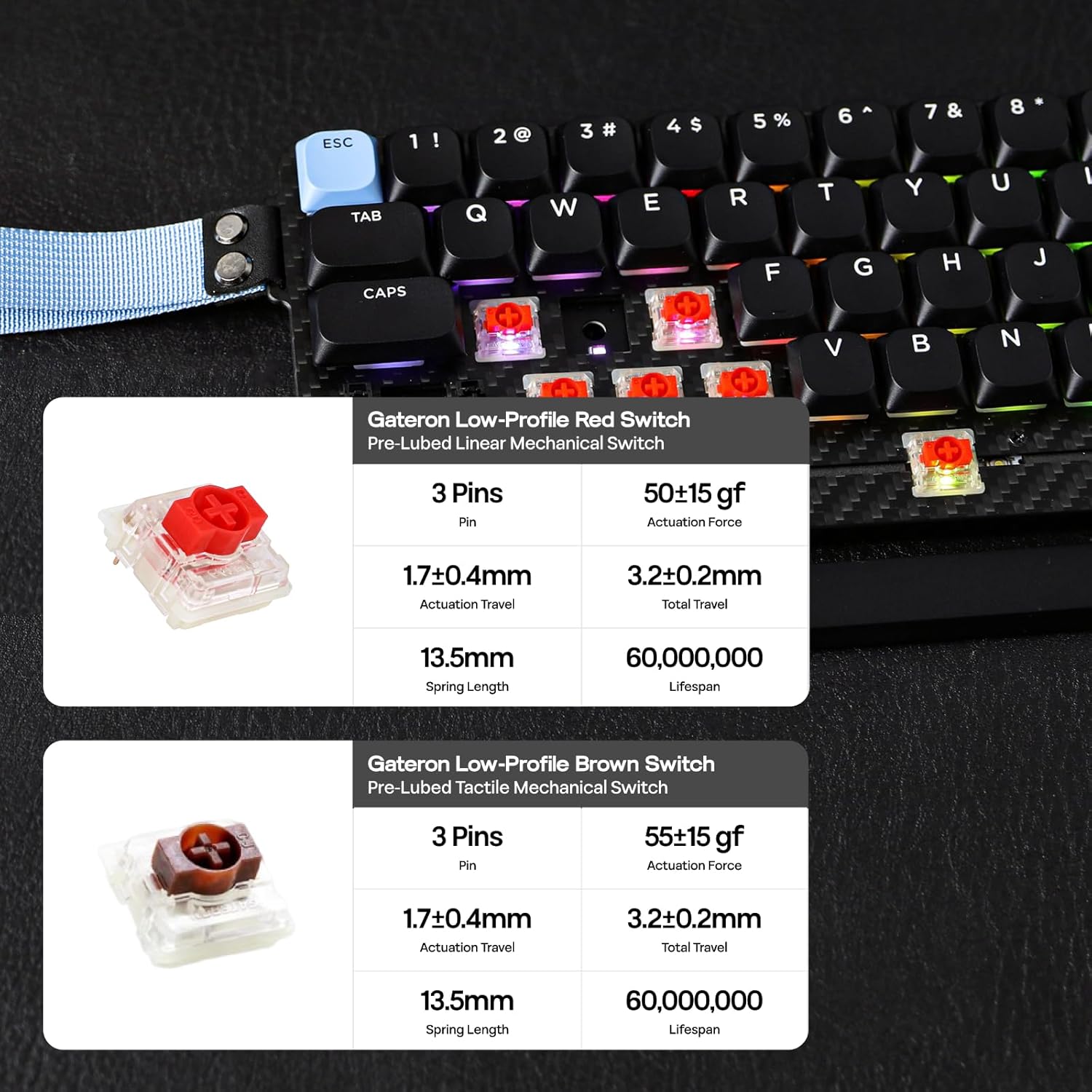 Teclado mecánico inalámbrico 60% con retroiluminación RGB y triple conectividad 🎮⌨️ - Imagen 7