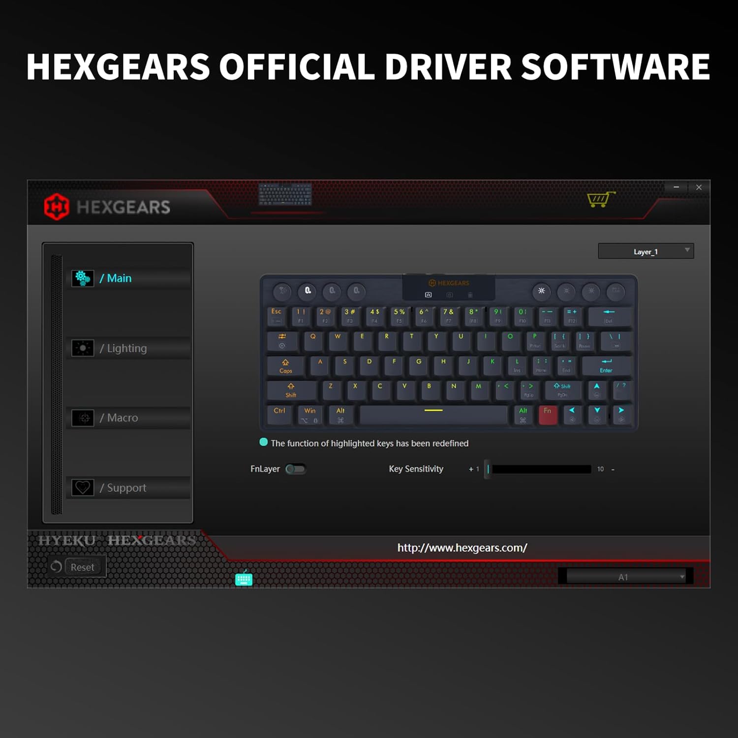 Teclado Mecánico Inalámbrico Hexgears A1 Bajo Perfil 60% RGB – Triple Conexión Bluetooth/2.4GHz/USB-C 💻⌨️🌈 - Imagen 2