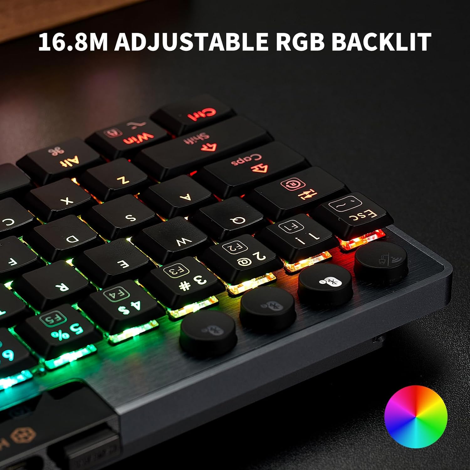Teclado Mecánico Inalámbrico Hexgears A1 Bajo Perfil 60% RGB – Triple Conexión Bluetooth/2.4GHz/USB-C 💻⌨️🌈 - Imagen 5