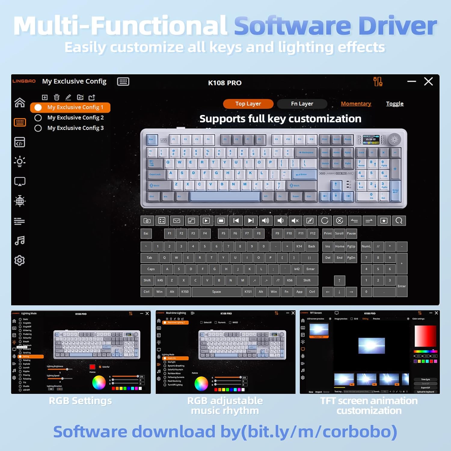 Teclado mecánico inalámbrico K108 Pro con pantalla y perilla RGB 🌈⌨️ - Imagen 7