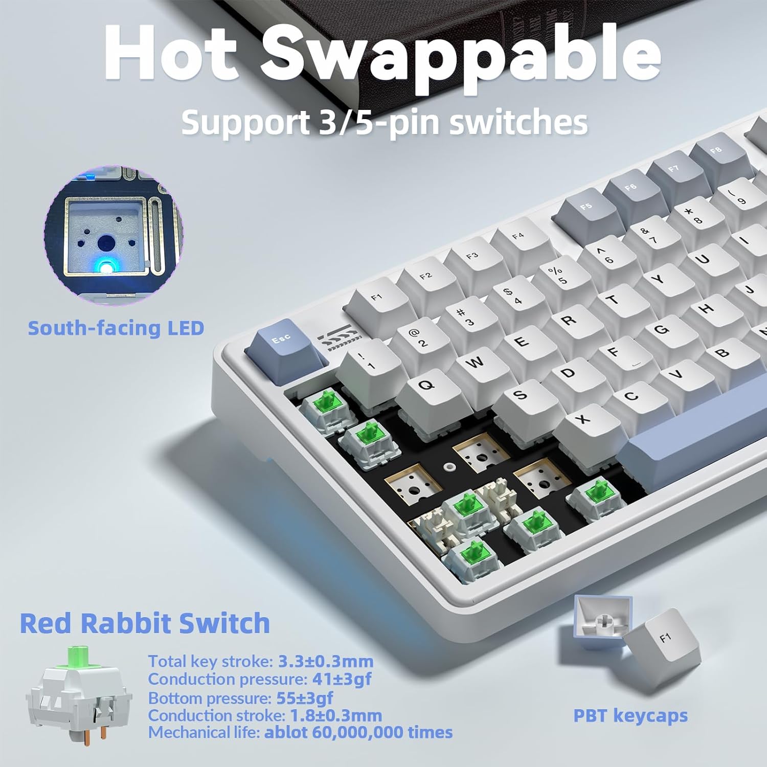 Teclado mecánico inalámbrico K108 Pro con pantalla y perilla RGB 🌈⌨️ - Imagen 8