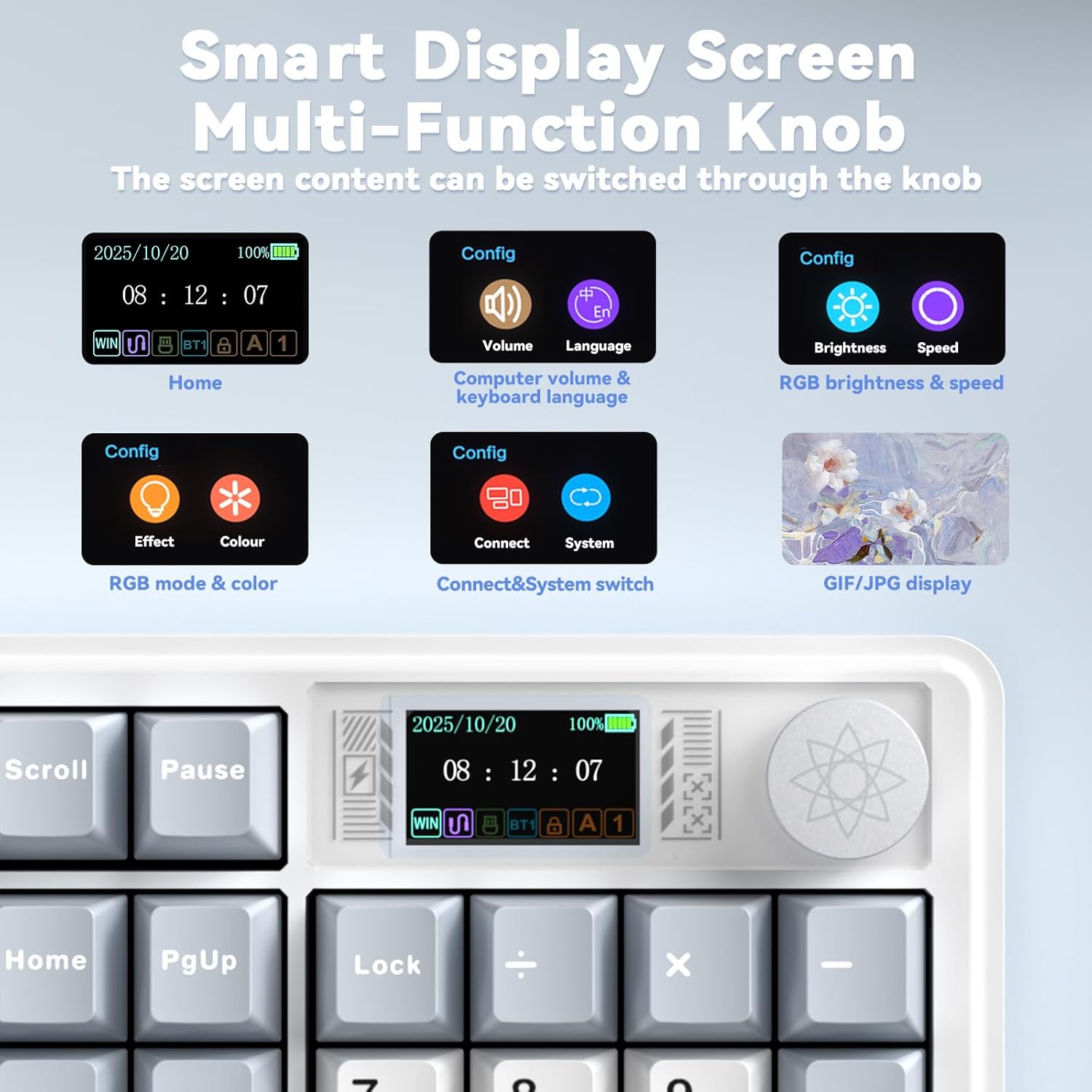 Teclado mecánico inalámbrico K108 Pro con pantalla y perilla RGB 🌈⌨️ - Imagen 9