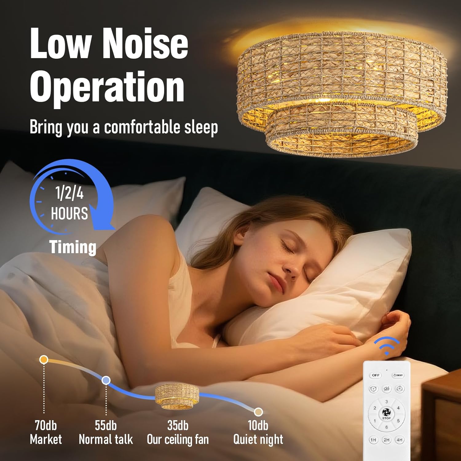 Ventilador de Techo Boho Enrejado con Luz y Control Remoto 🌿💡 - Imagen 2