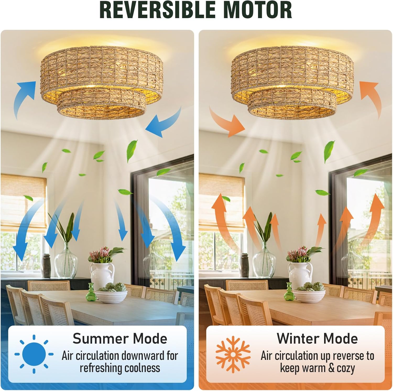 Ventilador de Techo Boho Enrejado con Luz y Control Remoto 🌿💡 - Imagen 6