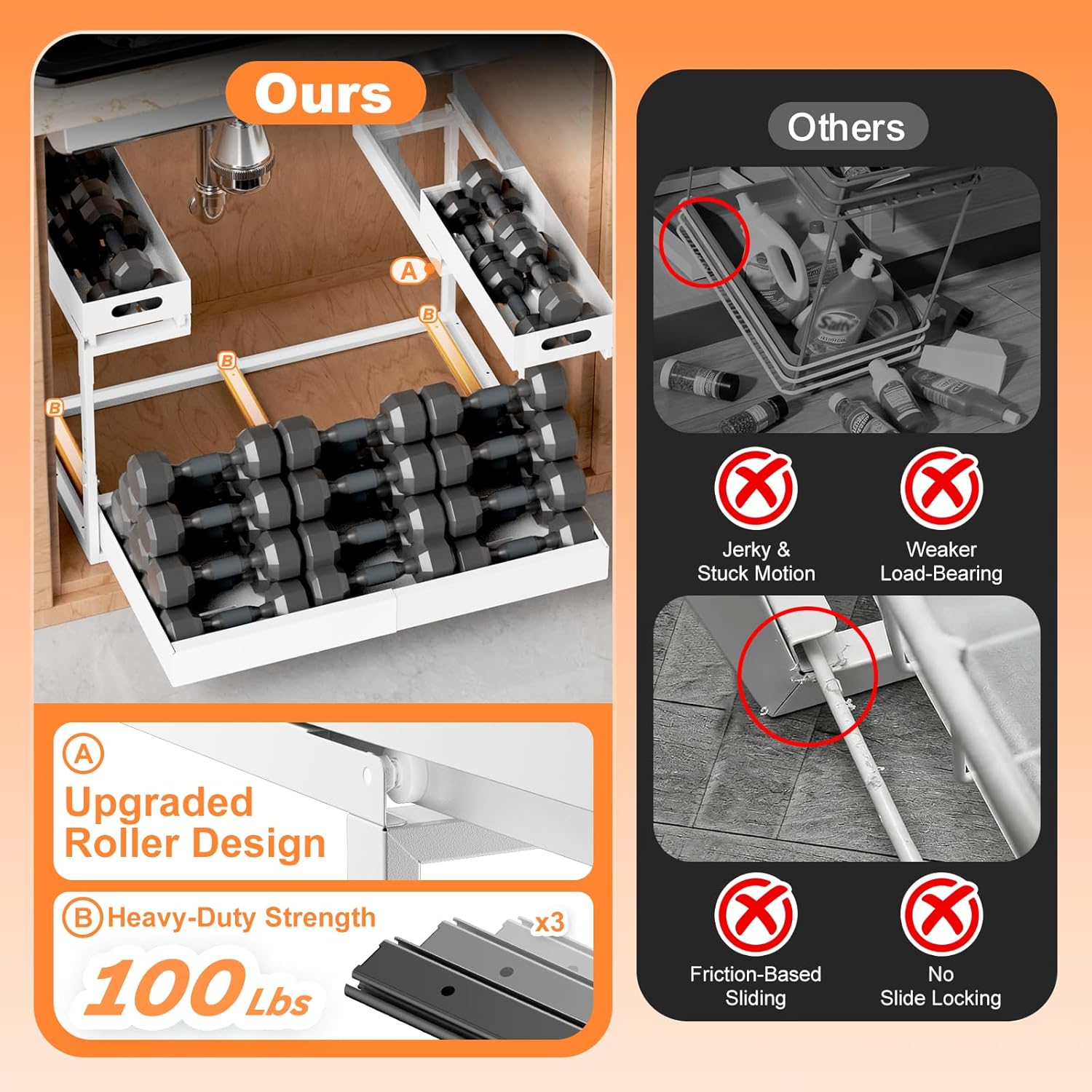 🧺 Organizador Metálico Extensible Bajo Lavatrastos de 2 Niveles con Gavetas Deslizables - Imagen 3