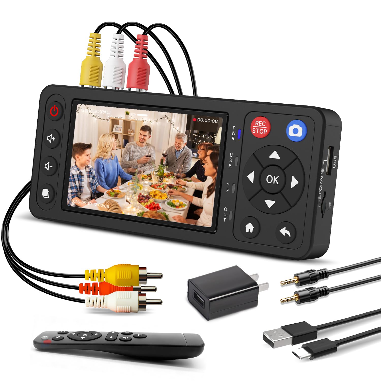 Convertidor VHS a Digital con Pantalla HD de 4 pulgadas