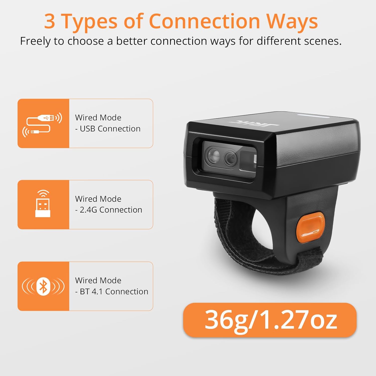 Escáner de Código de Barras Bluetooth 2D Anillo QR - Imagen 2