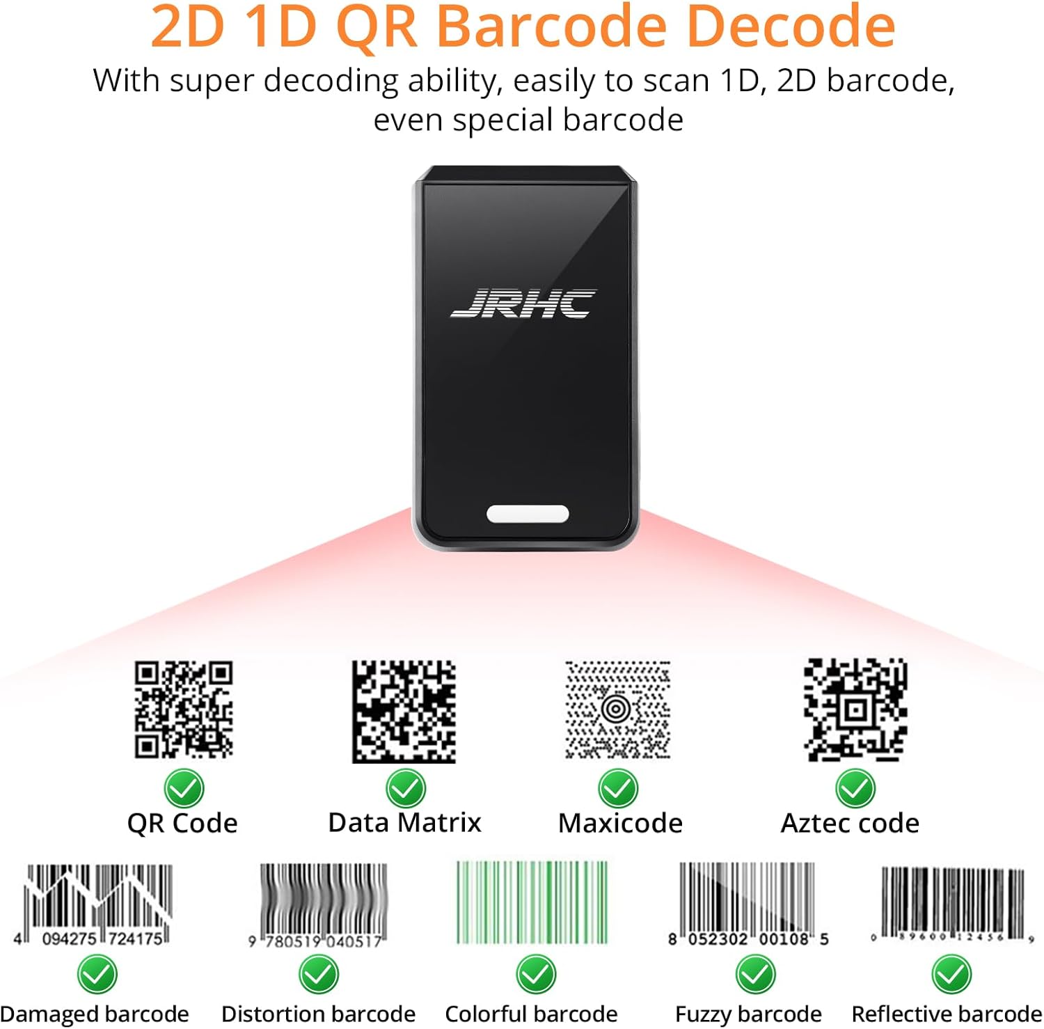 Escáner de Código de Barras Bluetooth 2D Anillo QR - Imagen 3