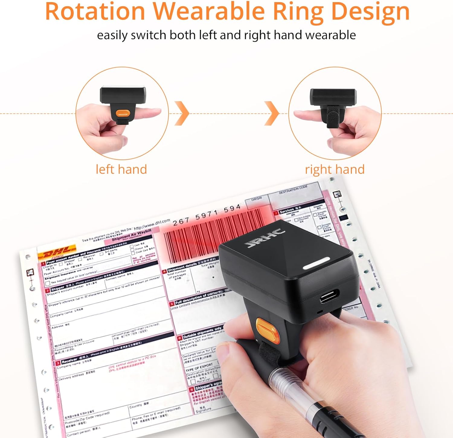 Escáner de Código de Barras Bluetooth 2D Anillo QR - Imagen 6