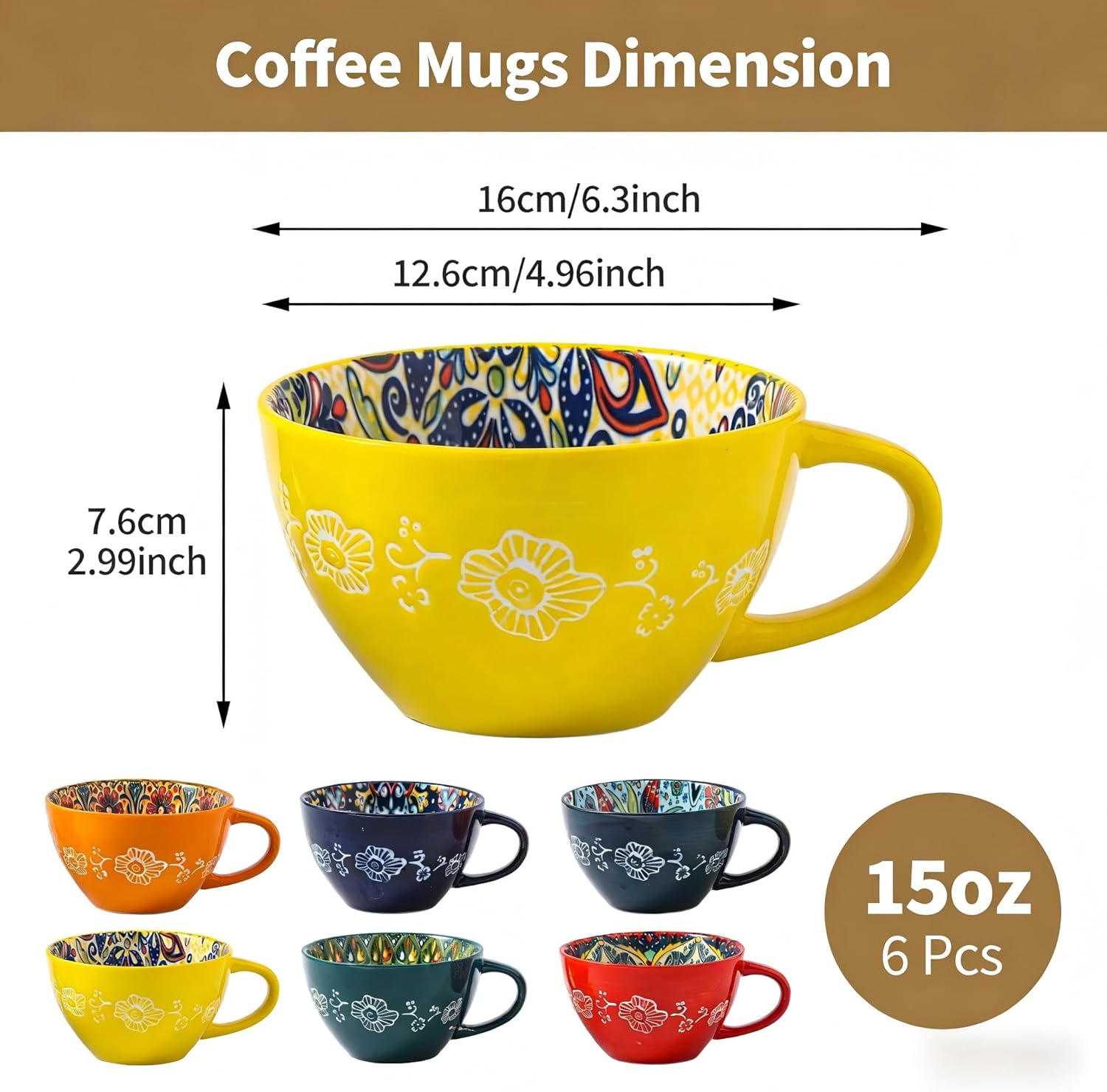 Juego de Tazas de Café Boho de 6 Piezas ☕🍺 - Imagen 3